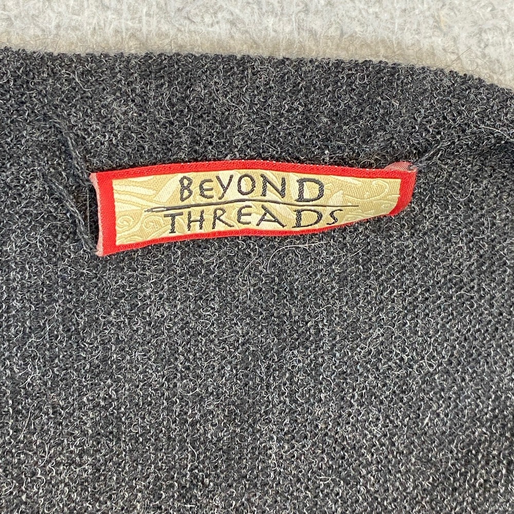 Beyond Threads Jacket L Gray Alpaca Wool Open Front Cardigan Sweater Lagenlook - Picture 7 of 10